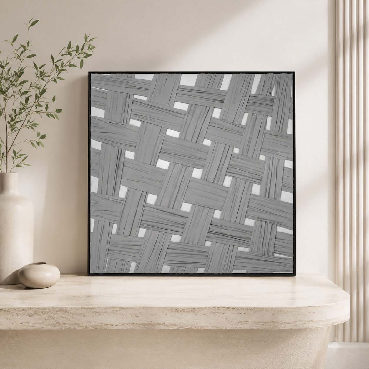 لوحة حائط مربعة بإطار أسود مقاس 100 × 100 سم