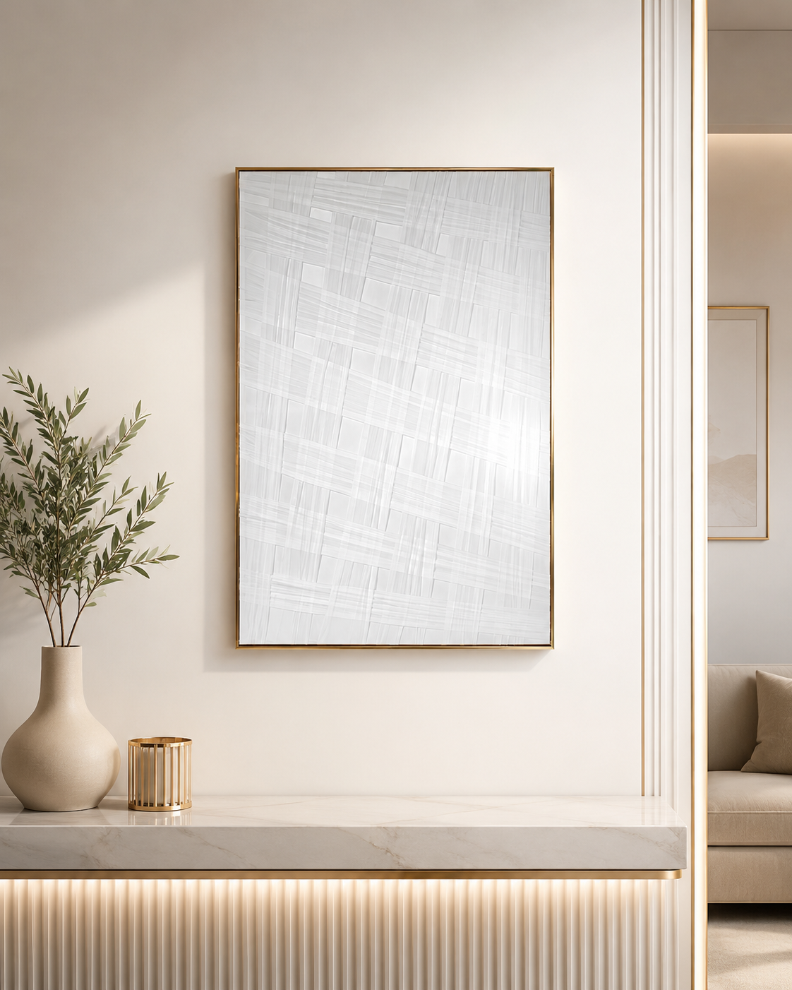 لوحة ديكور بإطار ذهبي مقاس 80 × 120 سم