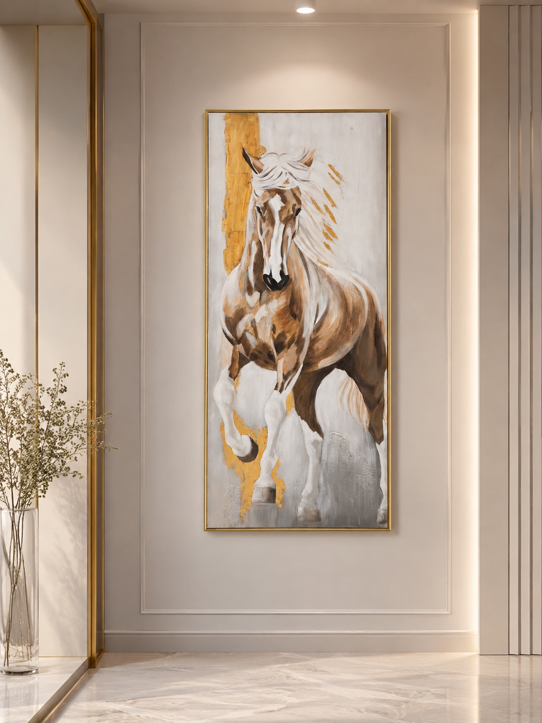 لوحة حائط بإطار ذهبي مقاس 80 × 180 سم