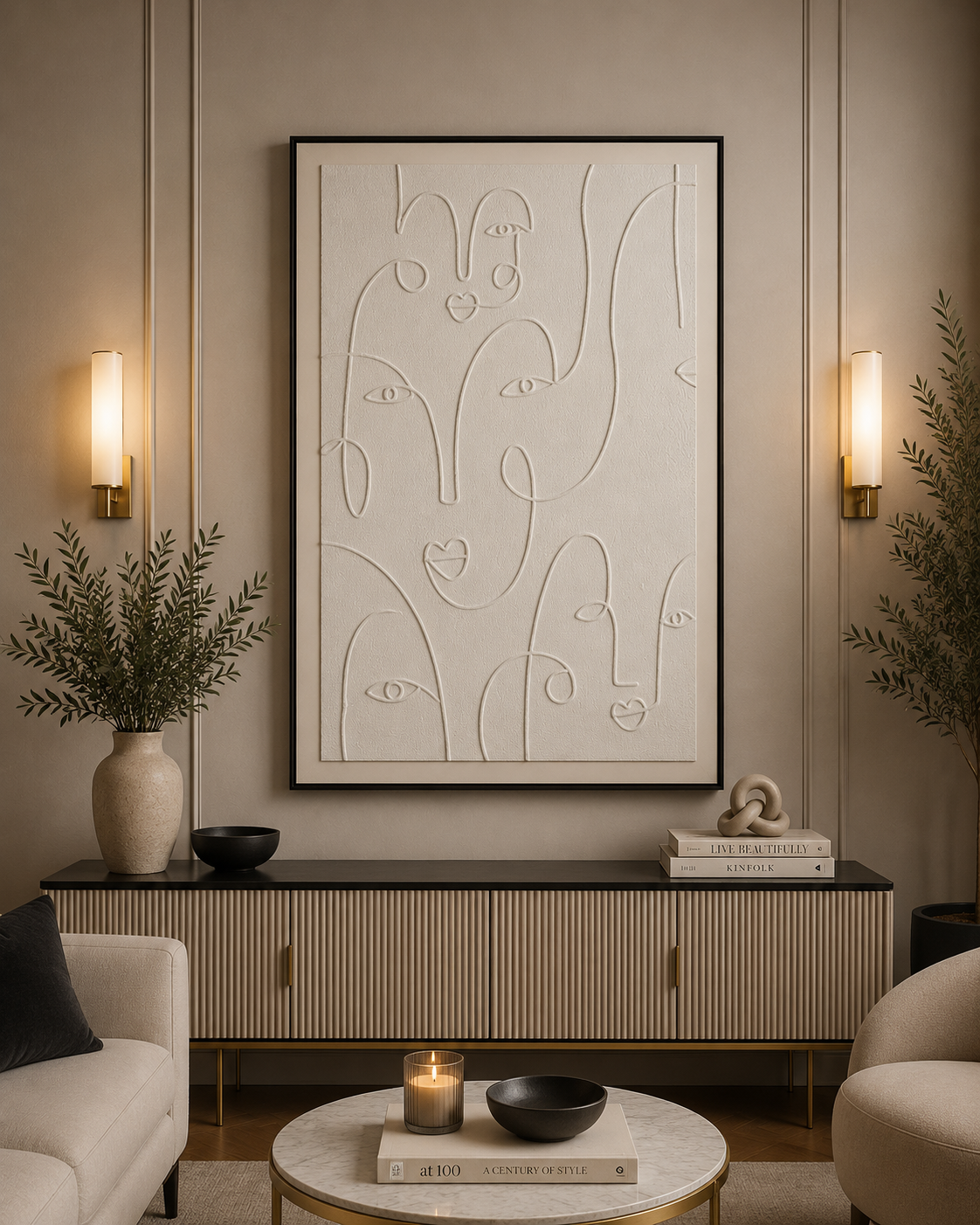 لوحة حائط مودرن بإطار أسود مقاس 100 × 150 سم