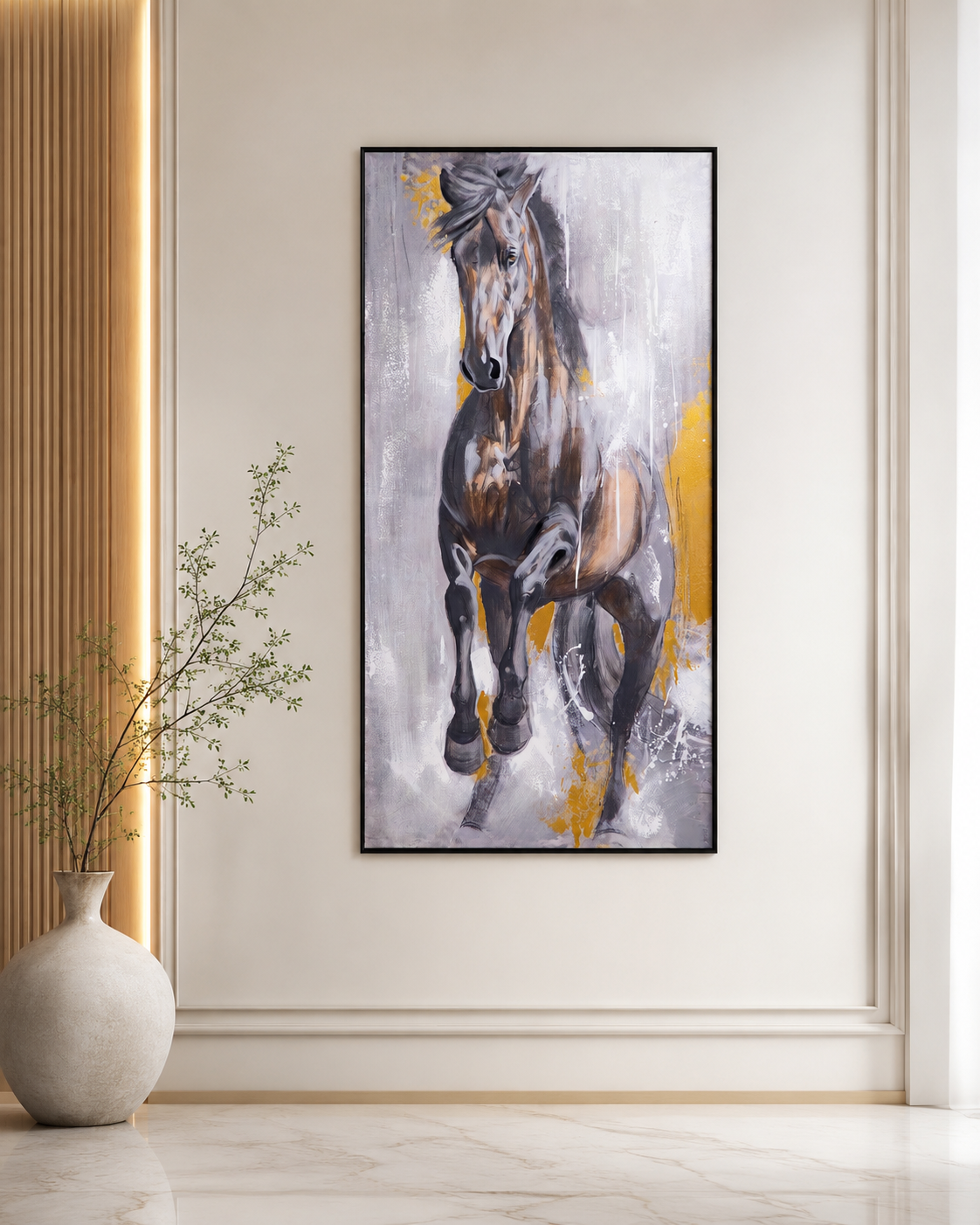 لوحة ديكور طولية بإطار أسود مقاس 80 × 160 سم
