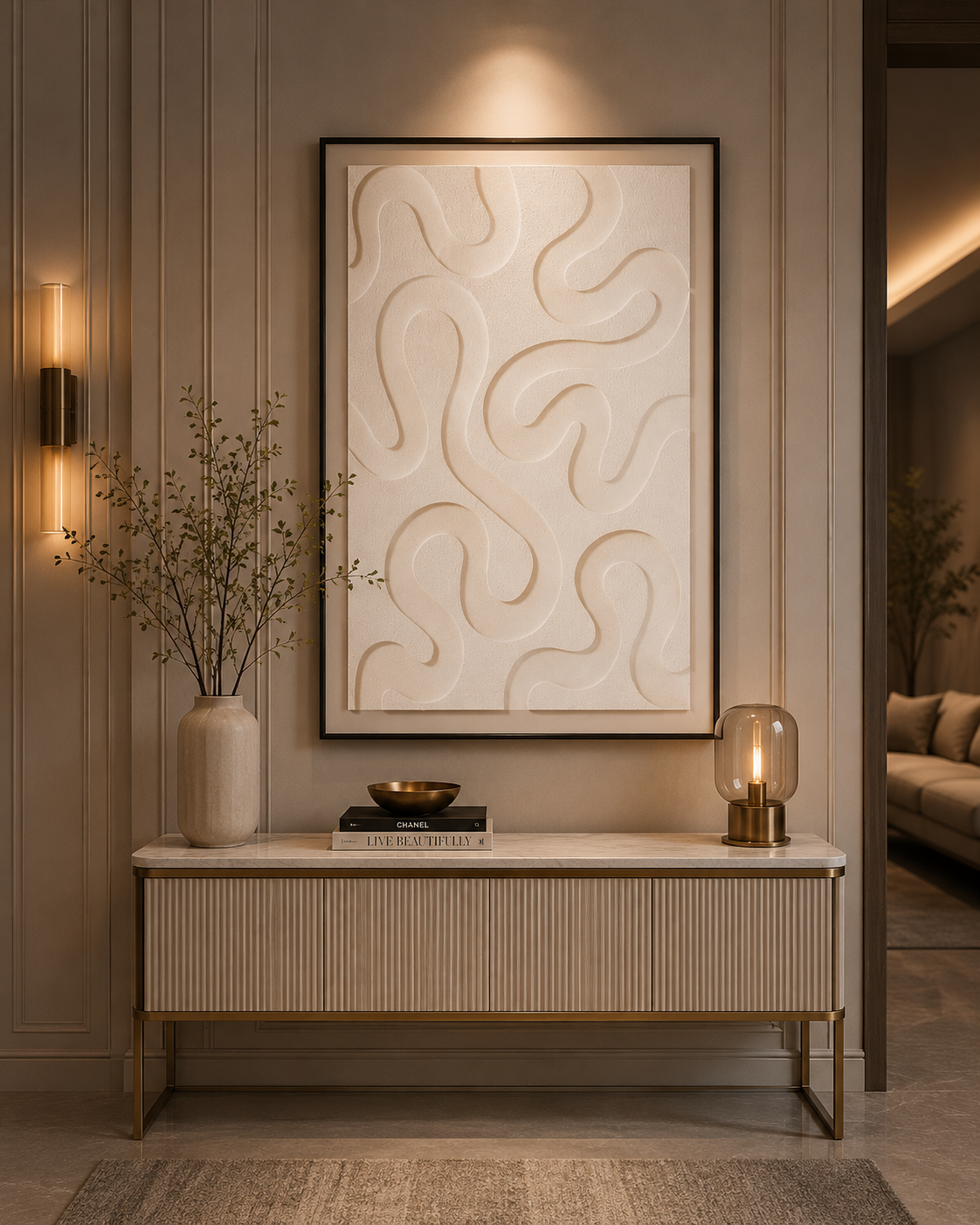 لوحة حائط مودرن بإطار أسود مقاس 120 × 80 سم