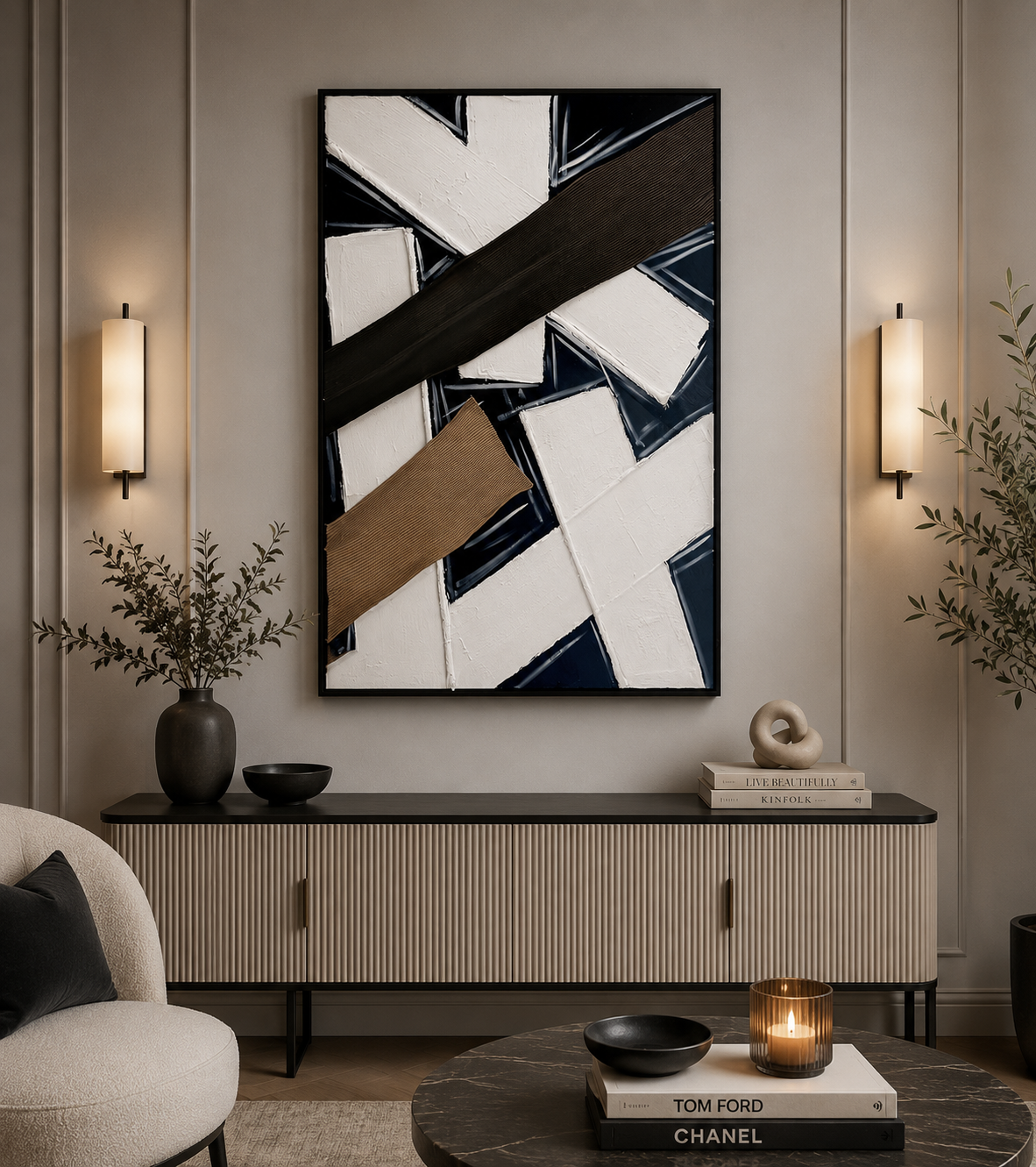 لوحة ديكور بإطار أسود مقاس 80 × 120 سم