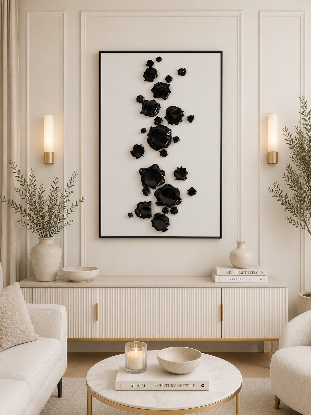 لوحة فنية للحائط بإطار أسود مقاس 100 × 150 سم