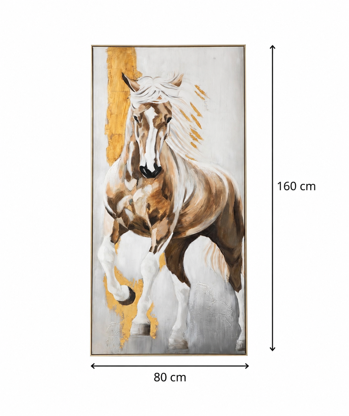 لوحة فنية طولية بإطار ذهبي مقاس 80 × 160 سم