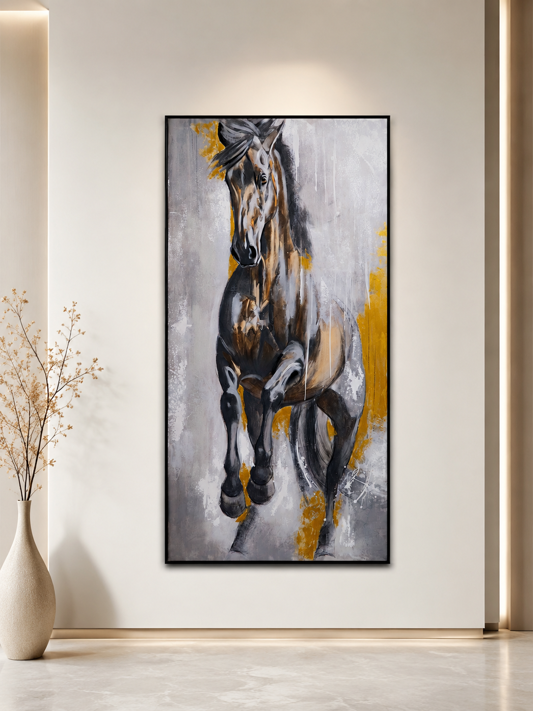 لوحة ديكور بإطار أسود مقاس 100 × 180 سم