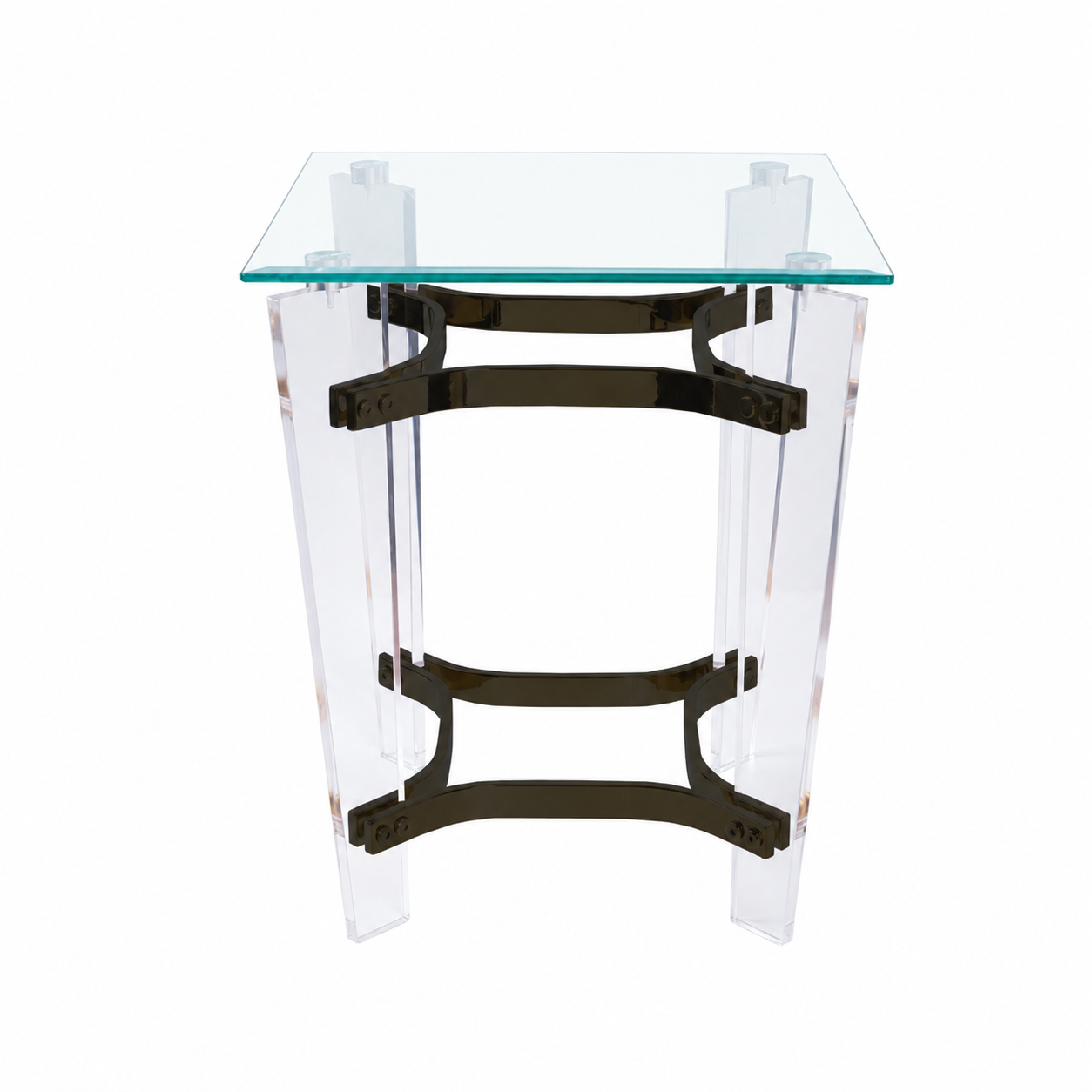 طاولة خدمة مفردة زجاجية أسود