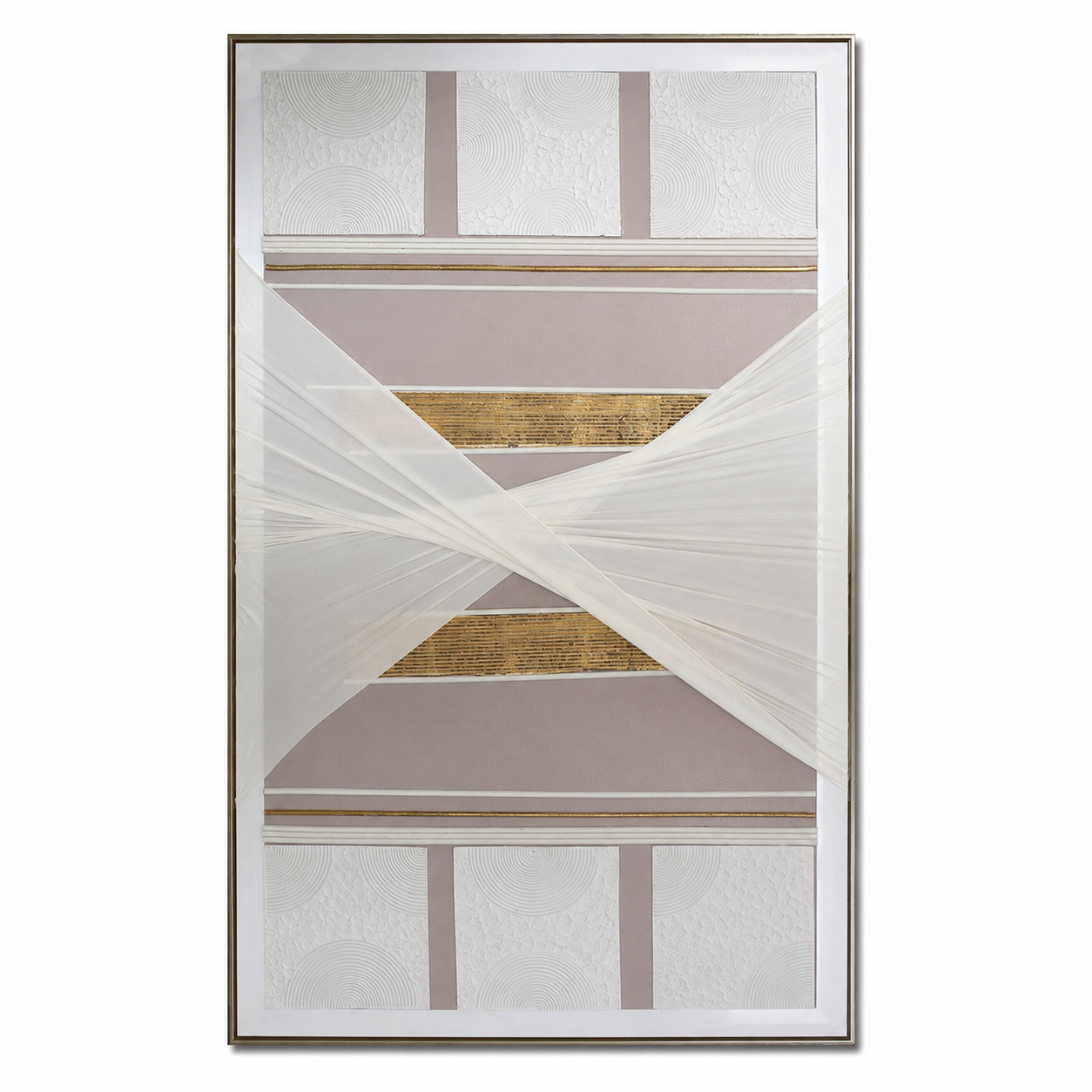 لوحة فنية بإطار ذهبي مقاس 100 × 160 سم