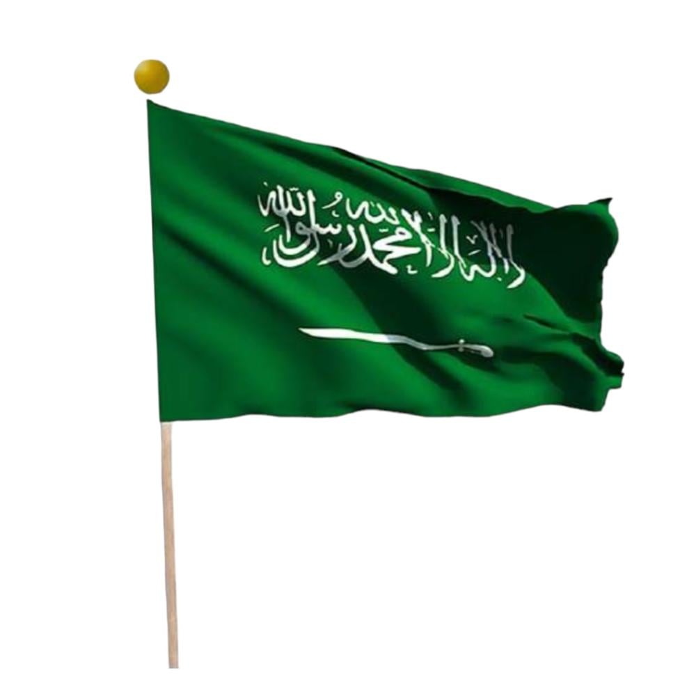 علم السعودية مع عصا خشبية 4 أعلام 30*20 سم sbc 3575-033