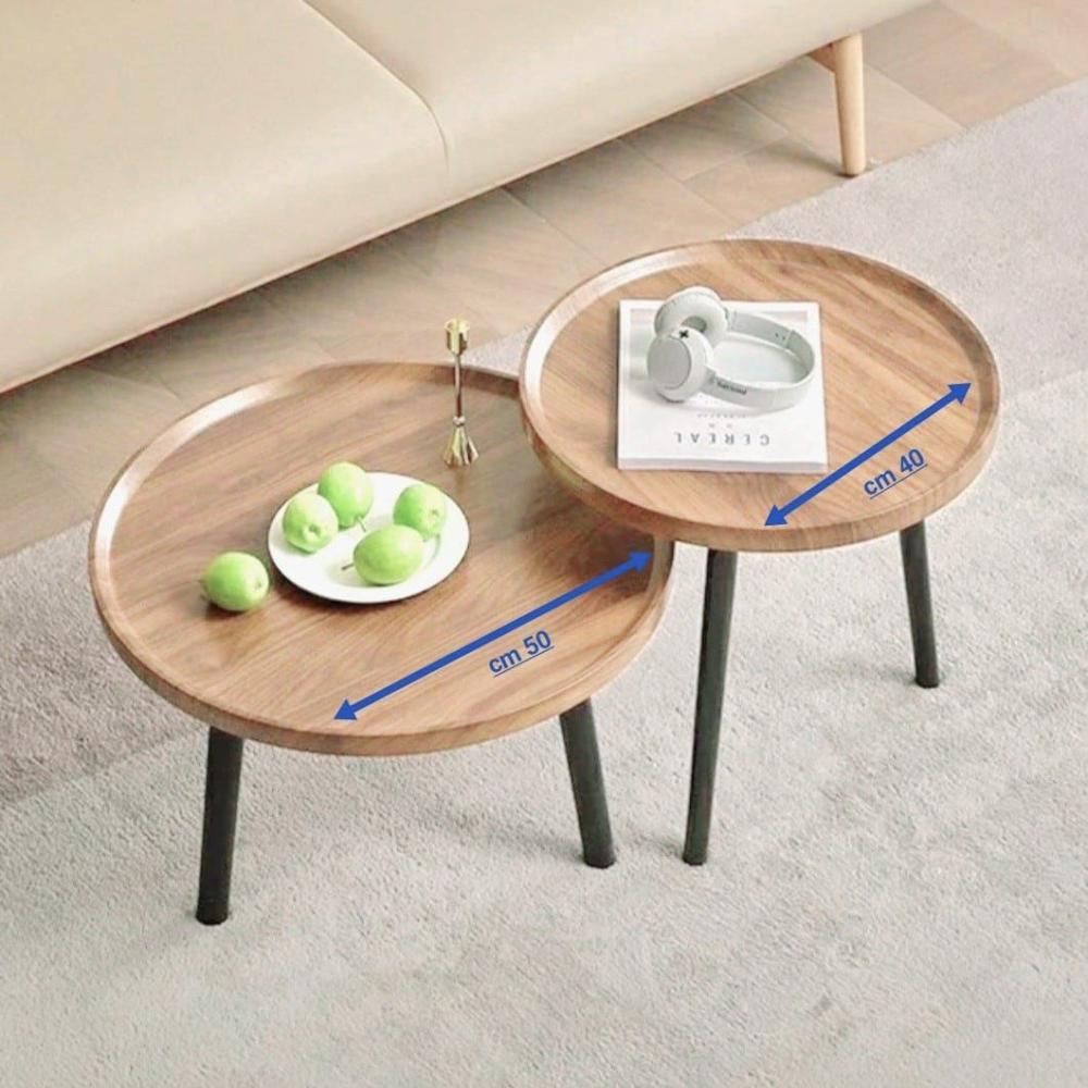 طقم طاولات خدمة خشب بيج قطعتين AW16320-2