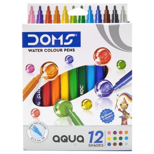 DOMS AQUA WATER COLOR PENS 12 SHADES 7265