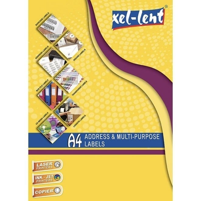 ورق ستيكر لاصق مطفي ابيض 70*37 ملم 100 ورقة XEL-LENT LFL00049 A4