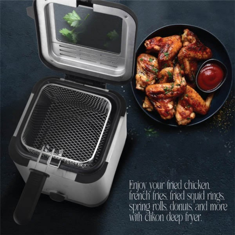 Electric Deep Fryer 1000W 2.5 L Oil Capacity Fish Fryer with Temperature  Control