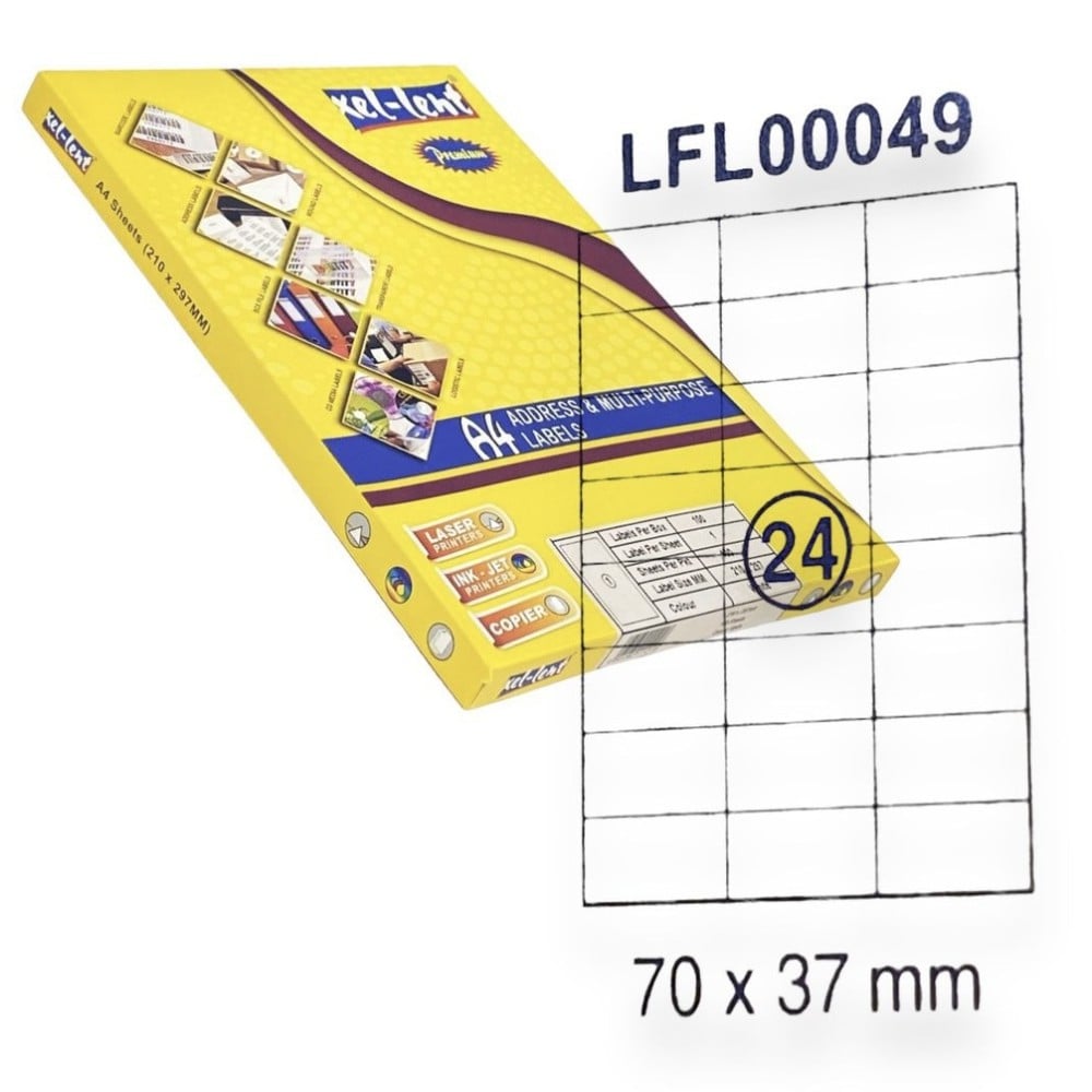 ورق ستيكر لاصق مطفي ابيض 70*37 ملم 100 ورقة XEL-LENT LFL00049 A4
