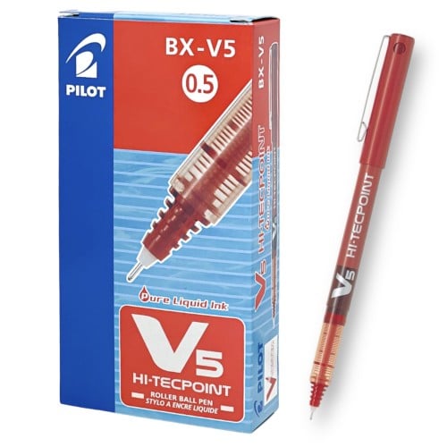 Pilot V5 Hi-Tecpoint Rollerball Liquid Ink Pen 0.5mm BX-V5 BLACK Ink Set