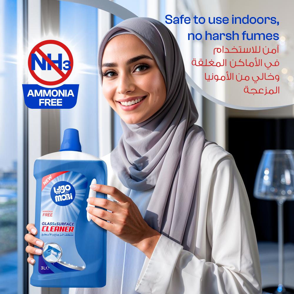 كرتون منظف زجاج 3 لتر  4 حبات