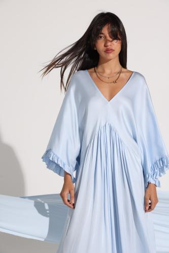 Silky Flared Dress - Light Blue