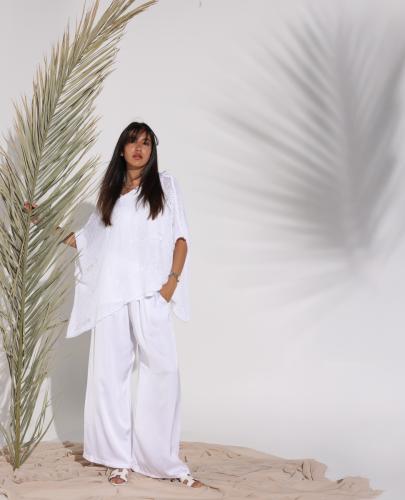 Knit Over Pants Set - White