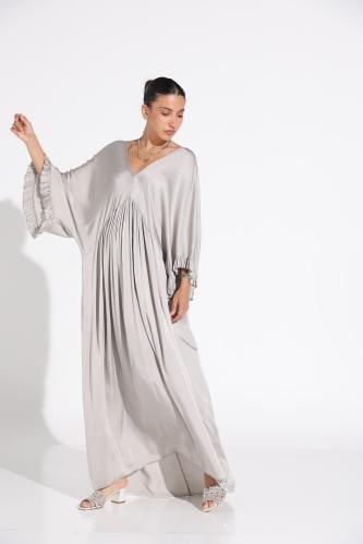 Silky Flared Dress - Grey