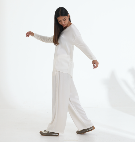 Silky Long Sleeves Set - Off-white