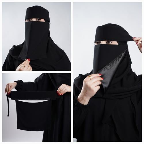عدد (6) نقابات ملكية مبطنة حرير أسود إسلامي (ربطة)