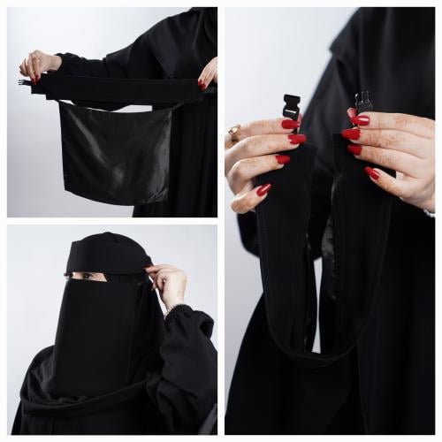 عدد (6) نقابات ملكية مبطن حرير أسود إسلامي (مشبك)