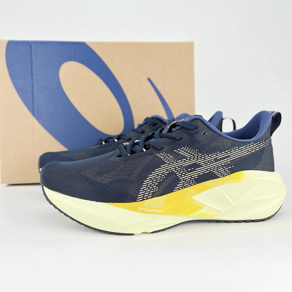 ASICS NOVABLAST- Navy Blue with green and orange