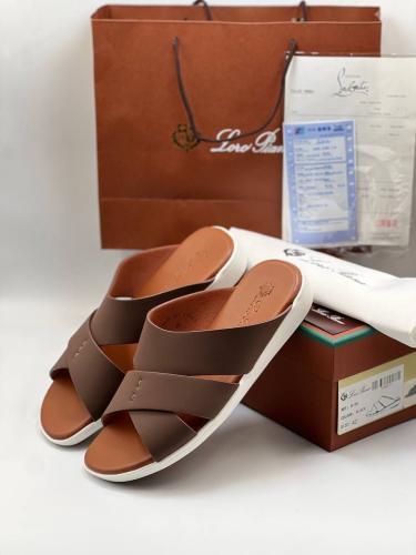 Loro Piana Leather Sandals Chocolate