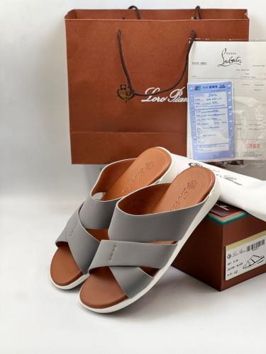 Loro Piana Leather Sandals Gray