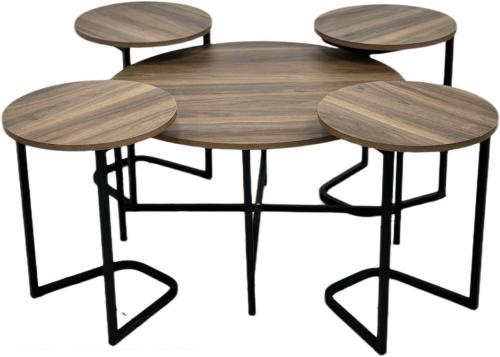 طقم طاولات خدمة 5 قطع بتصميم عصري وأنيق لون بني مقدم لكم من كاما، خشب