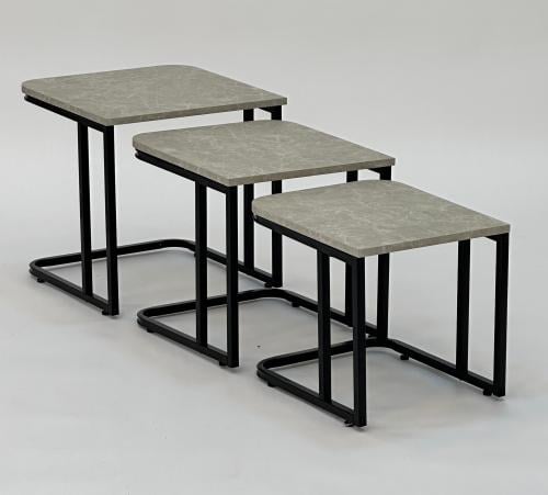 طقم من3 طاولات خدمة خشب لون رمادي فاتح من كاما