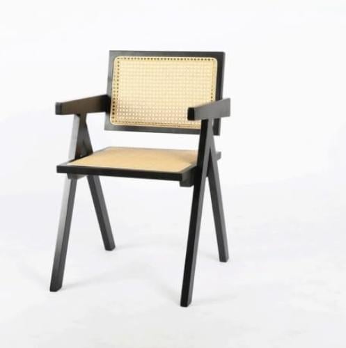 كرسي مفرد راتان لون أسود من كاما