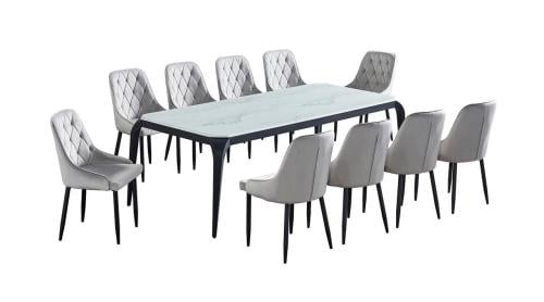 طقم طاوله طعام بديل رخام عصري لون رمادي10 كرسي من كاما