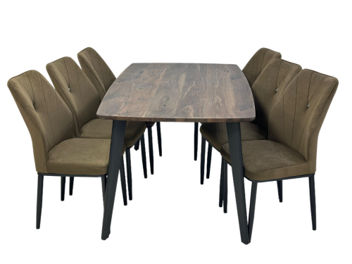 طقم طاوله طعام خشب تصميم عصري لون بني6 كرسي من كاما