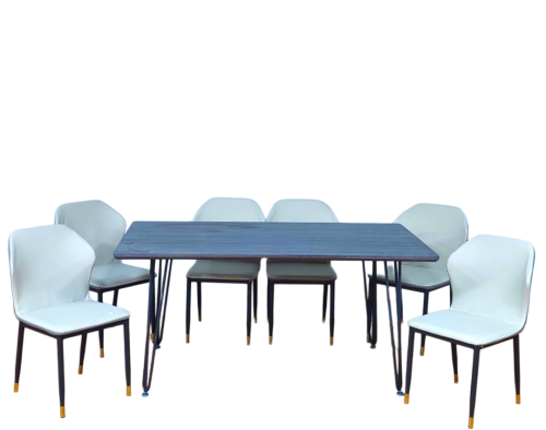 طقم طاوله طعام خشب تصميم مودرن لون بيج 6 كرسي من كاما