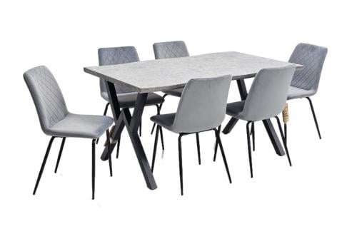 طاولة طعام 6كرسي بتصميم عصري لون رمادي من كاما