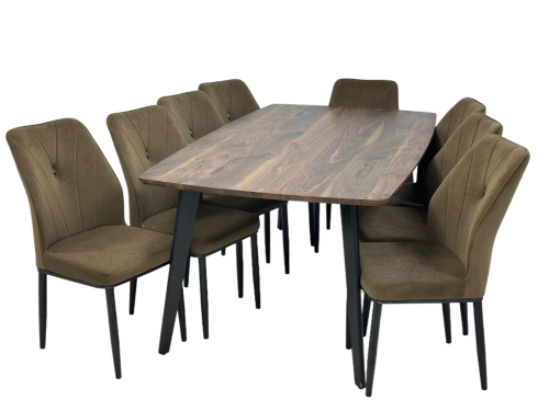 طقم طاوله طعام خشب تصميم عصري لون بني 8 كرسي من كاما