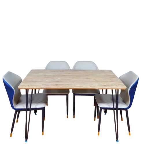 طقم طاوله طعام خشب  لون بيج 4 كرسي من كاما