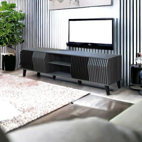 طاولة بلازما لون رمادي   اسود مقاس 180 سم