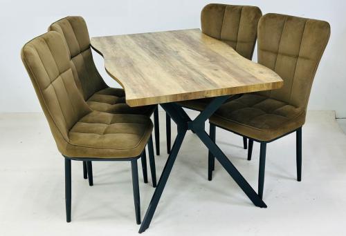 طقم طاوله طعام خشب تصميم أنيق لون بني4 كرسي من كاما