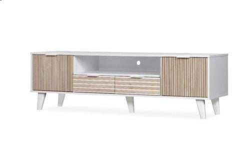 طاولة تلفزيون لون أبيض و خشبي  مقاس 160 سم من كاما