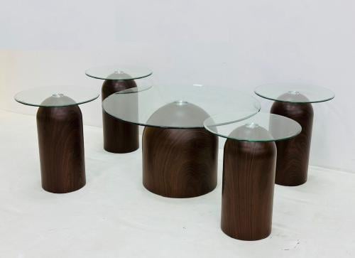 طقم طاولة كاريس دائري لون بني من كاما