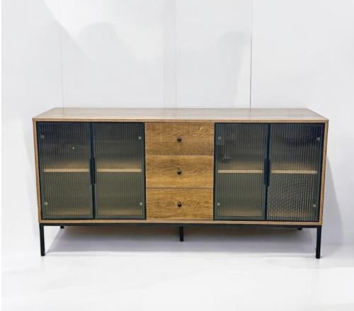 دولاب بوفيه متعدد الاغراض خشب مع زجاج لون بني مقاس 160سم مقدم لكم من كاما