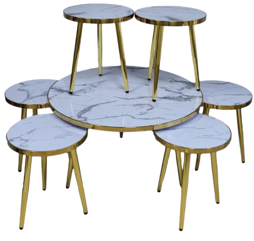 طقم طاولات خدمة متعدد الاستخدام خشب 7 قطع لون أبيض مقدمة لكم من كاما