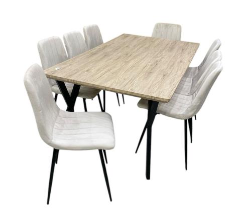 طاولة طعام خشب 8 كرسي لون بيج فاتح  من كاما