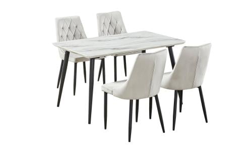 طقم طاوله طعام بديل رخام انيقة لون رمادي فاتح 4 كرسي من كاما