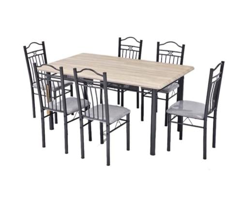 طاولة طعام حديد وخشب 6كرسي لون خشبي مقدمة لكم من كاما