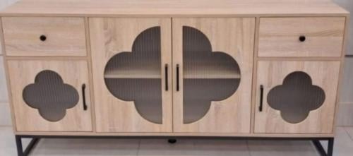 بوفية طاولة طعام خشب*زجاج لون بيج مقاس 160سم من كاما