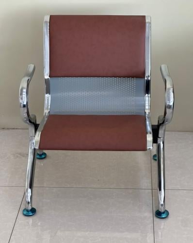 مقعد انتظار معدني جلد 1 شخص لون أسود من كاما