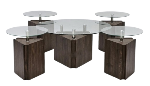 طقم طاولات شاي 4+1 لون بني من كاما